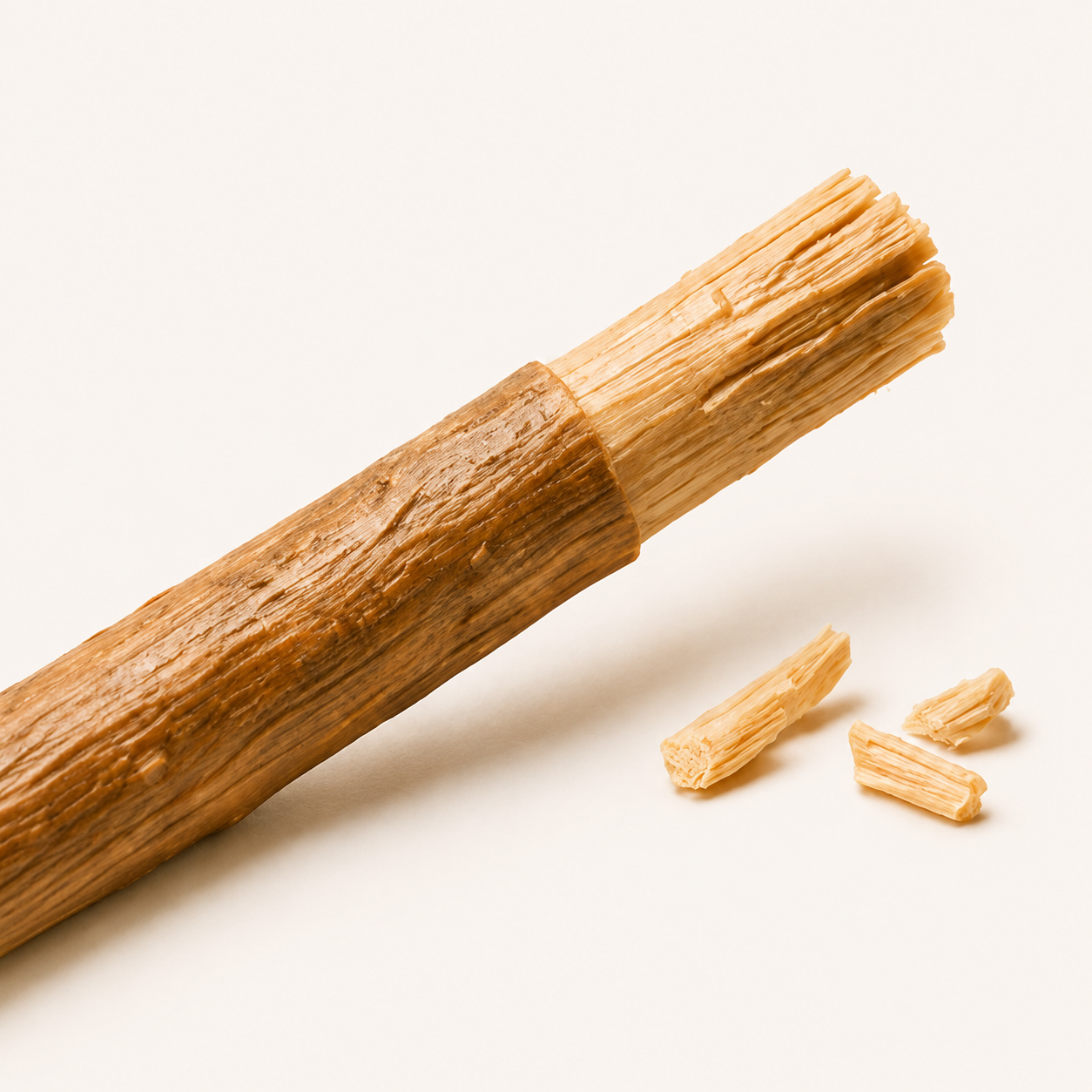 Trimming the worn fibres from a miswak